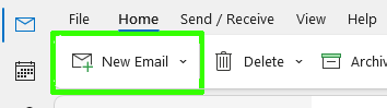 Create a new message in outlook